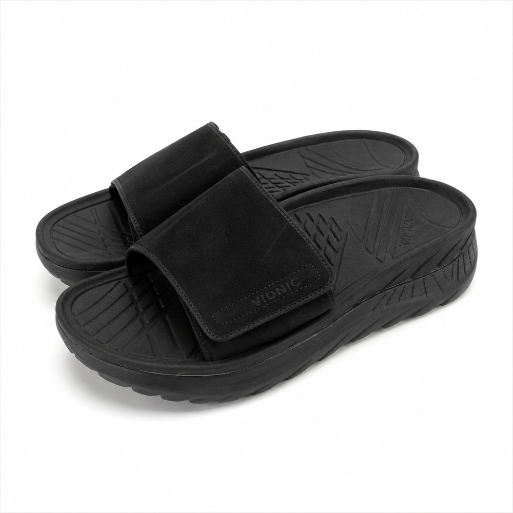 Vionic Rejuvenate Slide Sandals Mens 10.5 Black Orthotic Recovery Arch Support